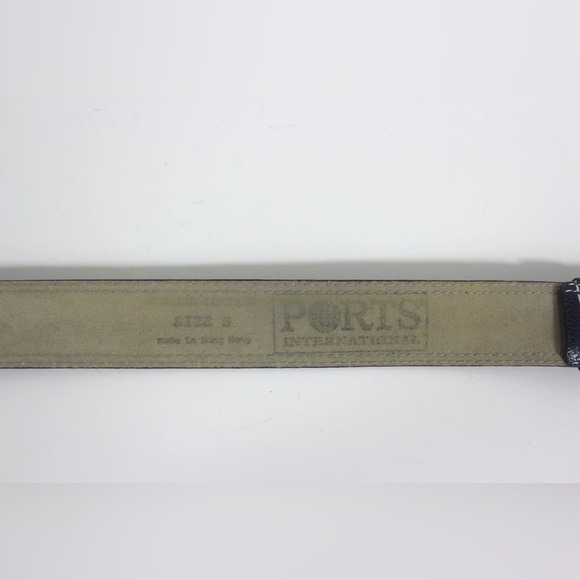Vintage Textured Blue/Black Leather Belt with White Topstitching Self Covered - Picture 8 of 8